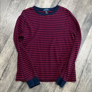 Polo by Ralph Lauren Red and Navy Striped Long Sleeve Shirt